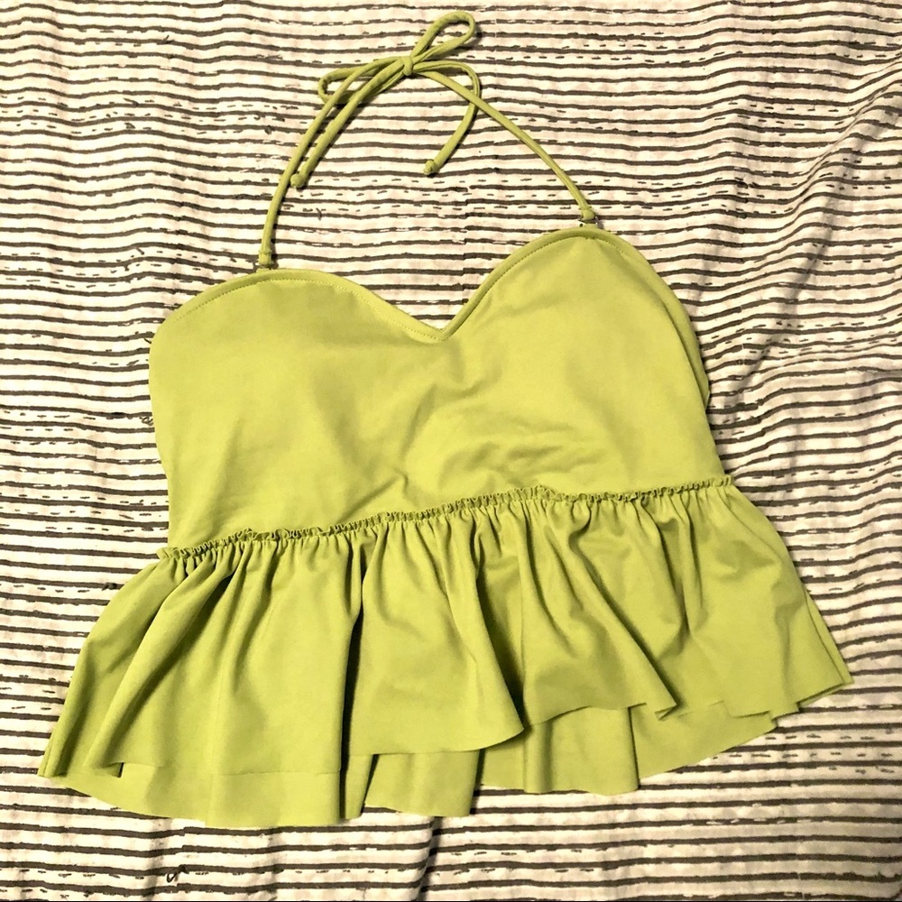 KJ tea green sweetheart peplum swim top